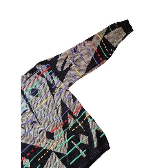 VTG Hilton Coogie Style  XL Acrylic Sweater Grey/Blk Cubist Face - Picture 7 of 11